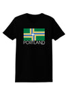 Portland Oregon Flag Text Womens Dark T-Shirt-TooLoud-Black-X-Small-Davson Sales