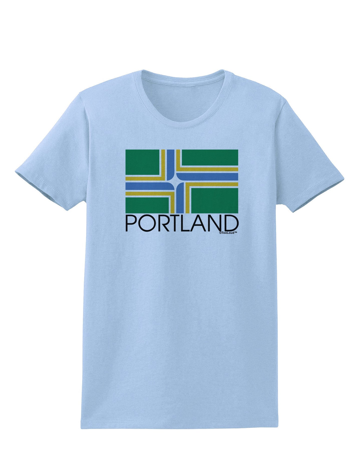 Portland Oregon Flag Text Womens T-Shirt-Womens T-Shirt-TooLoud-Light-Blue-X-Small-Davson Sales