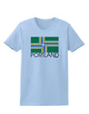 Portland Oregon Flag Text Womens T-Shirt-Womens T-Shirt-TooLoud-Light-Blue-X-Small-Davson Sales