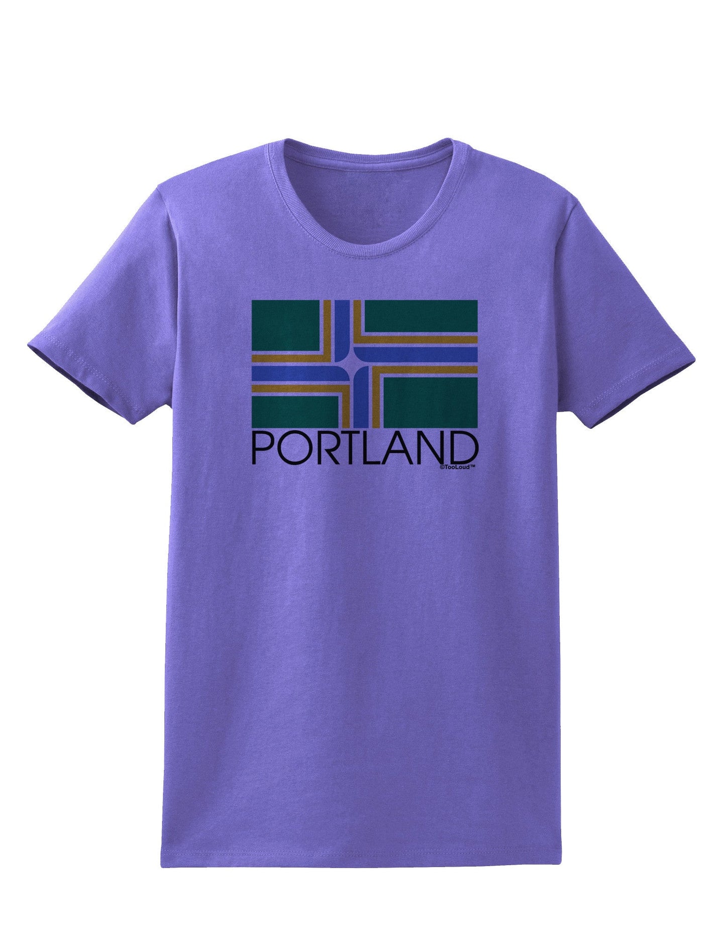 Portland Oregon Flag Text Womens T-Shirt-Womens T-Shirt-TooLoud-Violet-X-Small-Davson Sales