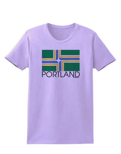 Portland Oregon Flag Text Womens T-Shirt-Womens T-Shirt-TooLoud-Lavender-X-Small-Davson Sales