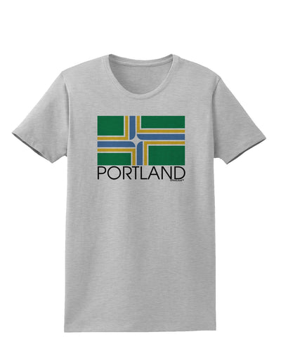 Portland Oregon Flag Text Womens T-Shirt-Womens T-Shirt-TooLoud-AshGray-X-Small-Davson Sales