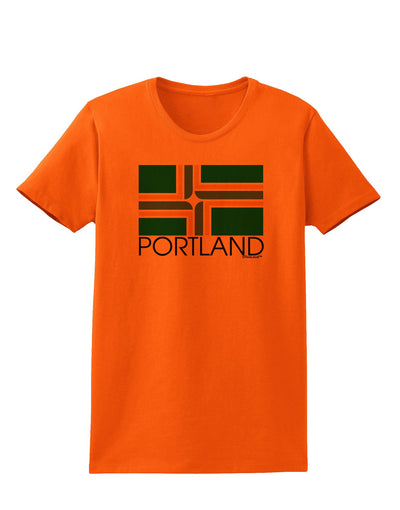 Portland Oregon Flag Text Womens T-Shirt-Womens T-Shirt-TooLoud-Orange-X-Small-Davson Sales