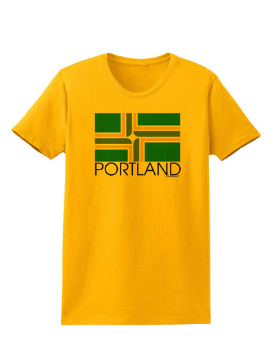 Portland Oregon Flag Text Womens T-Shirt-Womens T-Shirt-TooLoud-Gold-X-Small-Davson Sales