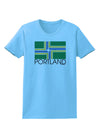 Portland Oregon Flag Text Womens T-Shirt-Womens T-Shirt-TooLoud-Aquatic-Blue-X-Small-Davson Sales