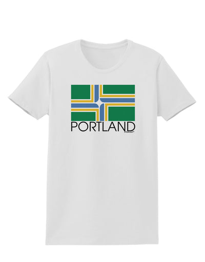 Portland Oregon Flag Text Womens T-Shirt-Womens T-Shirt-TooLoud-White-X-Small-Davson Sales