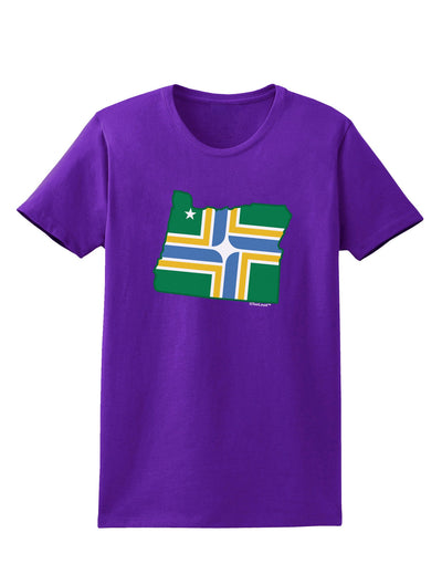 Portland Oregon Flag Womens Dark T-Shirt-TooLoud-Purple-X-Small-Davson Sales