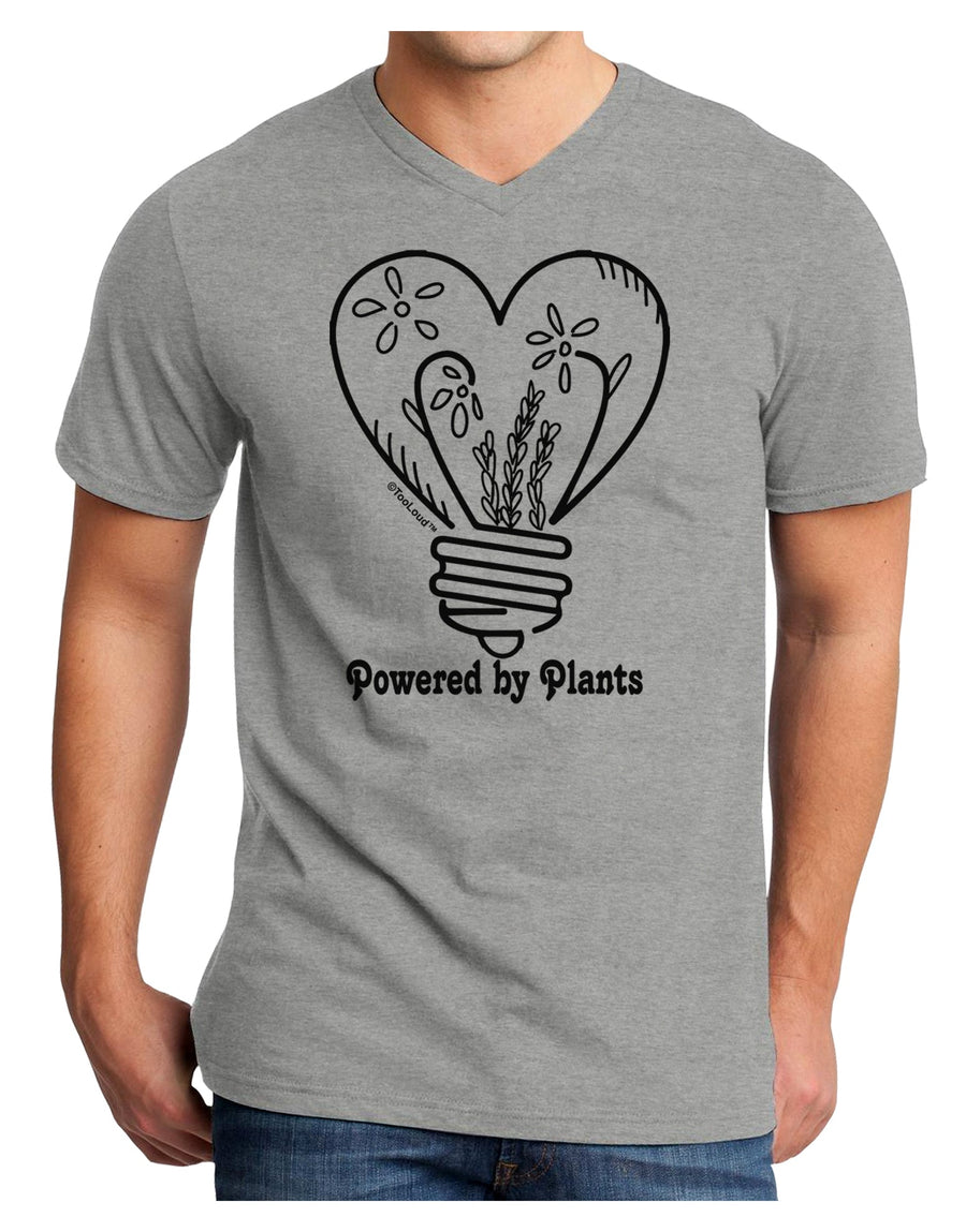 Powered by Plants Adult V-Neck T-shirt White 4XL Tooloud