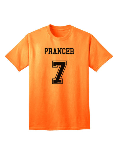 Prancer 7 Adult T-Shirt - Premium Reindeer Jersey-Mens T-shirts-TooLoud-Neon-Orange-Small-Davson Sales