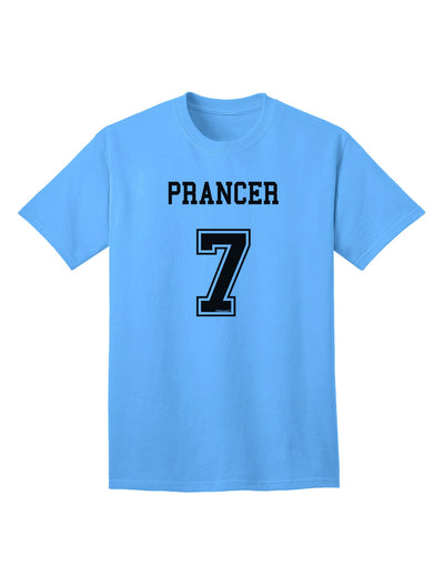 Prancer 7 Adult T-Shirt - Premium Reindeer Jersey-Mens T-shirts-TooLoud-Aquatic-Blue-Small-Davson Sales