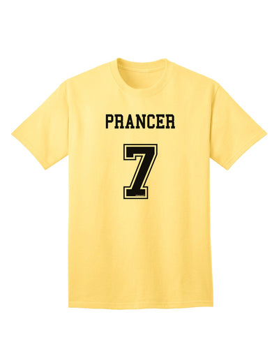 Prancer 7 Adult T-Shirt - Premium Reindeer Jersey-Mens T-shirts-TooLoud-Yellow-Small-Davson Sales