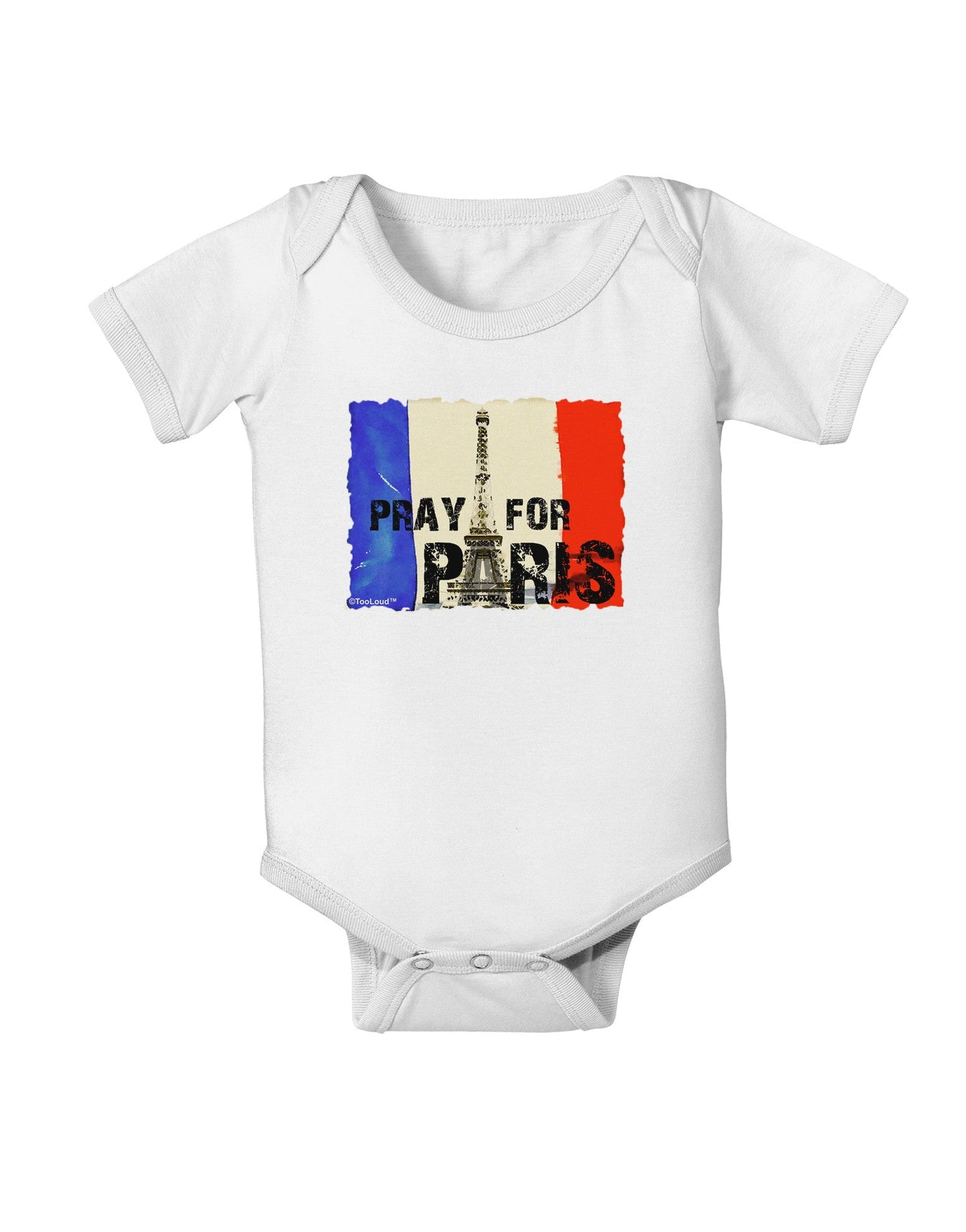 Pray For Paris Watercolor Baby Romper Bodysuit-Baby Romper-TooLoud-White-06-Months-Davson Sales