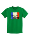 Pray For Paris Watercolor Childrens Dark T-Shirt-Childrens T-Shirt-TooLoud-Kelly-Green-X-Small-Davson Sales