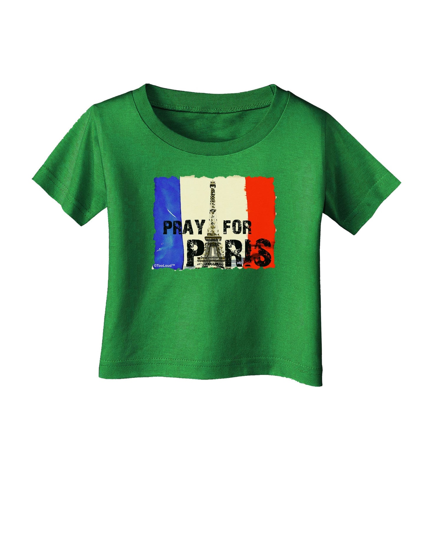 Pray For Paris Watercolor Infant T-Shirt Dark-Infant T-Shirt-TooLoud-Clover-Green-06-Months-Davson Sales