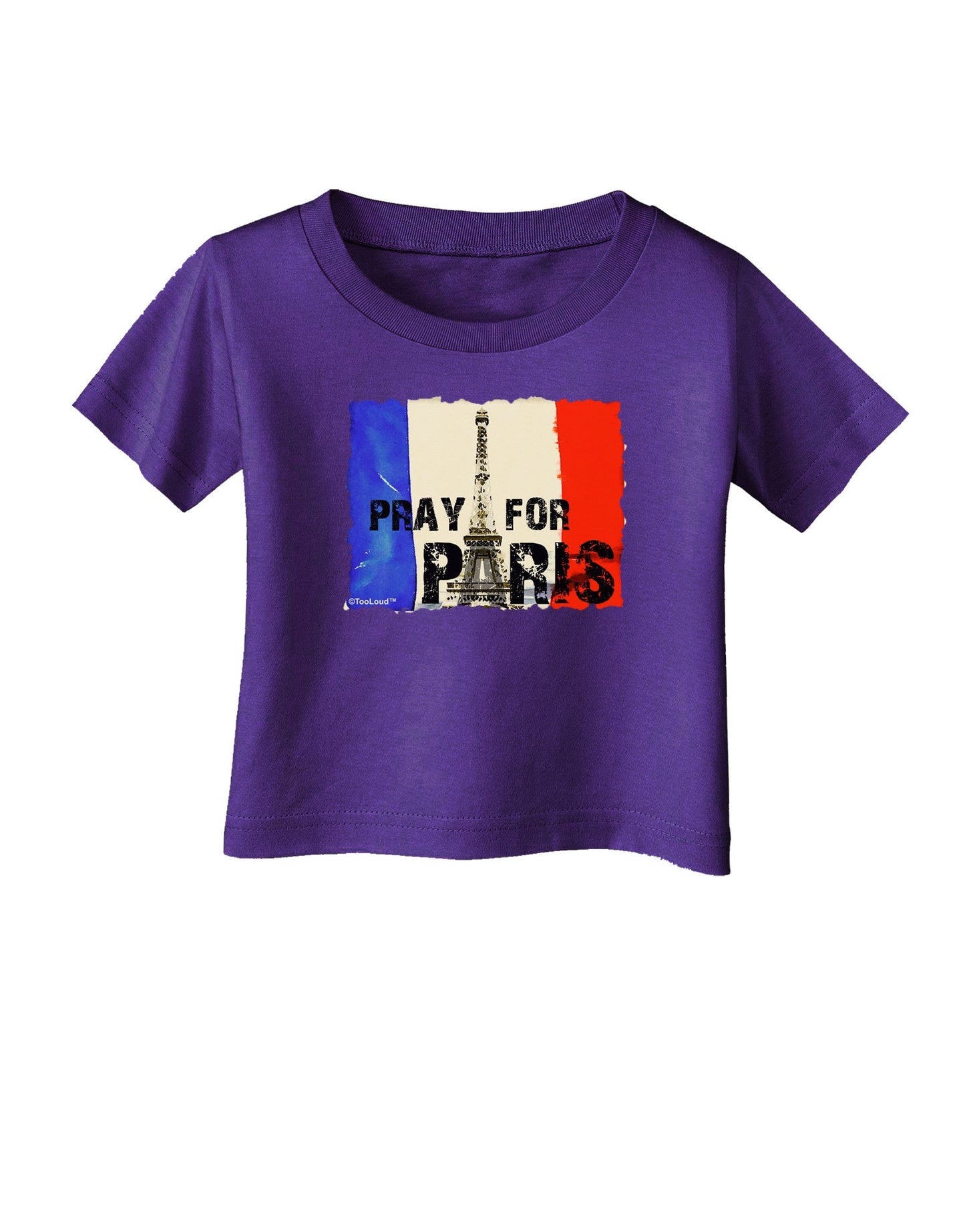 Pray For Paris Watercolor Infant T-Shirt Dark-Infant T-Shirt-TooLoud-Purple-06-Months-Davson Sales