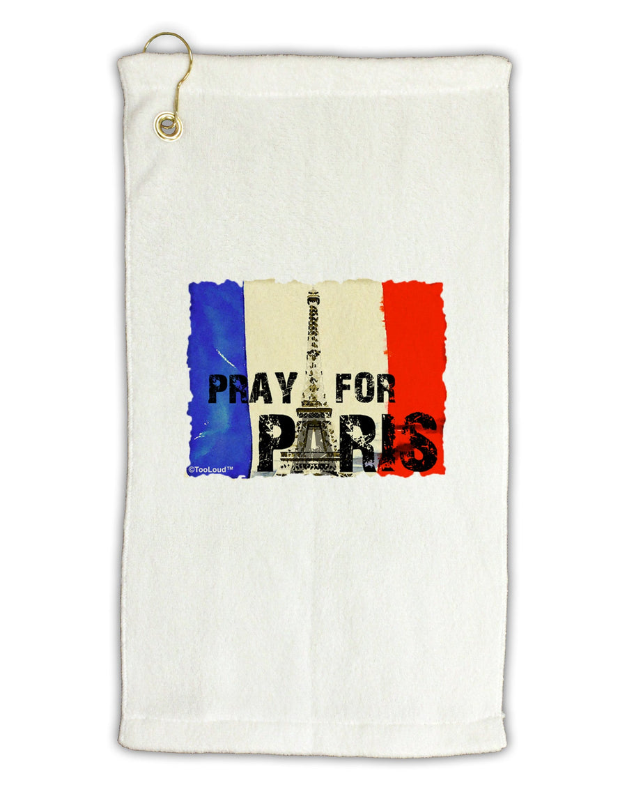 Pray For Paris Watercolor Micro Terry Gromet Golf Towel 16 x 25 inch-Golf Towel-TooLoud-White-Davson Sales