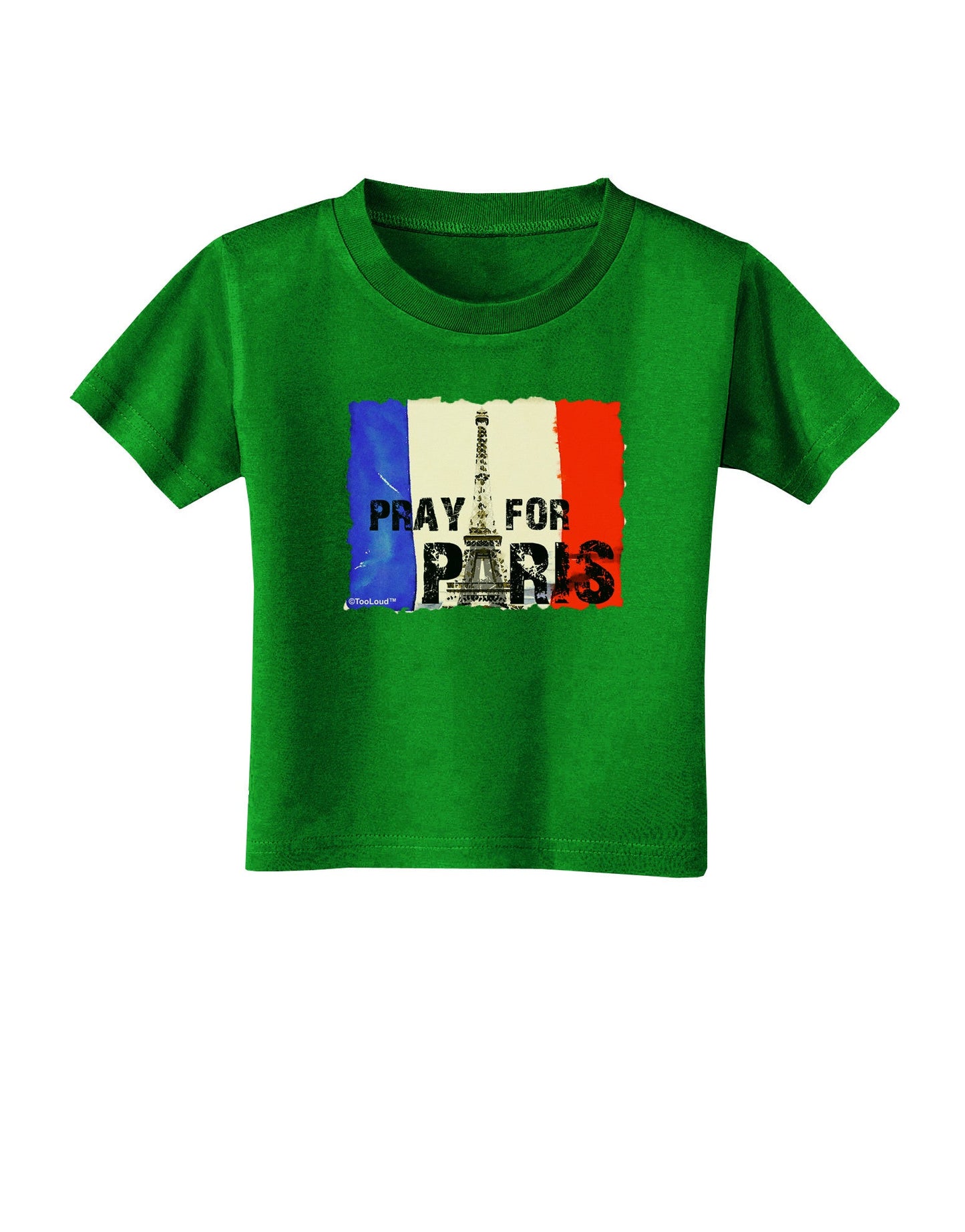 Pray For Paris Watercolor Toddler T-Shirt Dark-Toddler T-Shirt-TooLoud-Clover-Green-2T-Davson Sales