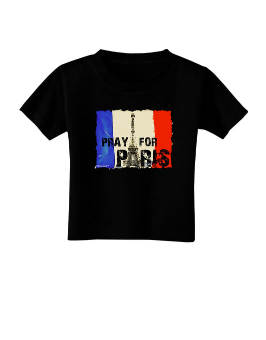 Pray For Paris Watercolor Toddler T-Shirt Dark-Toddler T-Shirt-TooLoud-Black-2T-Davson Sales
