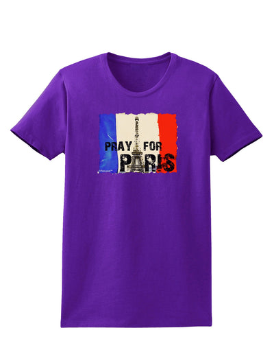 Pray For Paris Watercolor Womens Dark T-Shirt-Womens T-Shirt-TooLoud-Purple-X-Small-Davson Sales