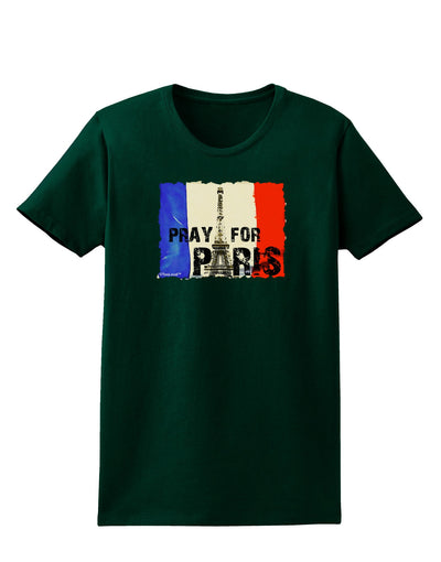 Pray For Paris Watercolor Womens Dark T-Shirt-Womens T-Shirt-TooLoud-Forest-Green-Small-Davson Sales