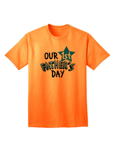 Premier Collection: Our 1st Father's Day Adult T-Shirt-Mens T-shirts-TooLoud-Neon-Orange-Small-Davson Sales