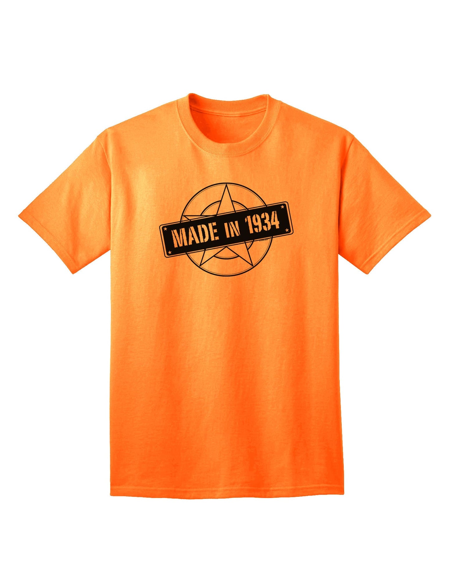 Premium Adult T-Shirt - Authentic 1934 Birth Year Edition-Mens T-shirts-TooLoud-Neon-Orange-Small-Davson Sales