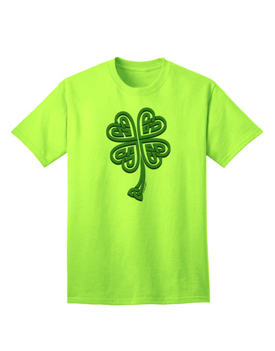 Premium Adult T-Shirt Featuring 3D Style Celtic Knot & 4 Leaf Clover Design-Mens T-shirts-TooLoud-Neon-Green-Small-Davson Sales