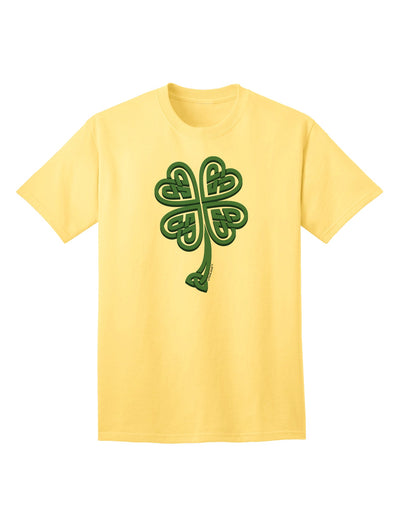 Premium Adult T-Shirt Featuring 3D Style Celtic Knot & 4 Leaf Clover Design-Mens T-shirts-TooLoud-Yellow-Small-Davson Sales