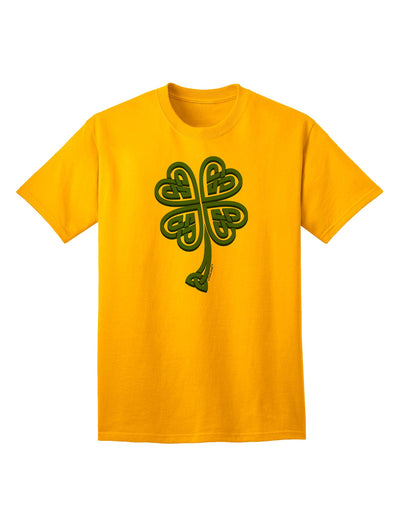 Premium Adult T-Shirt Featuring 3D Style Celtic Knot & 4 Leaf Clover Design-Mens T-shirts-TooLoud-Gold-Small-Davson Sales