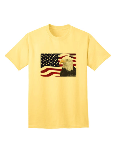 Premium Adult T-Shirt featuring the Majestic Bald Eagle and Patriotic USA Flag by TooLoud-Mens T-shirts-TooLoud-Yellow-Small-Davson Sales