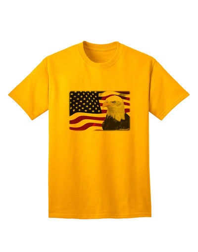 Premium Adult T-Shirt featuring the Majestic Bald Eagle and Patriotic USA Flag by TooLoud-Mens T-shirts-TooLoud-Gold-Small-Davson Sales