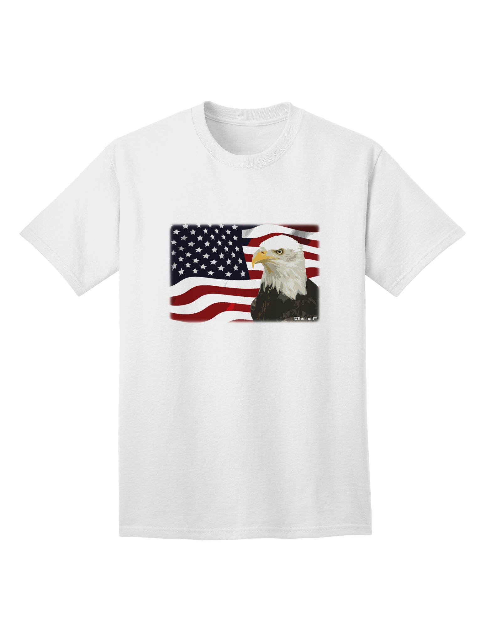 Premium Adult T-Shirt featuring the Majestic Bald Eagle and Patriotic USA Flag by TooLoud-Mens T-shirts-TooLoud-White-Small-Davson Sales
