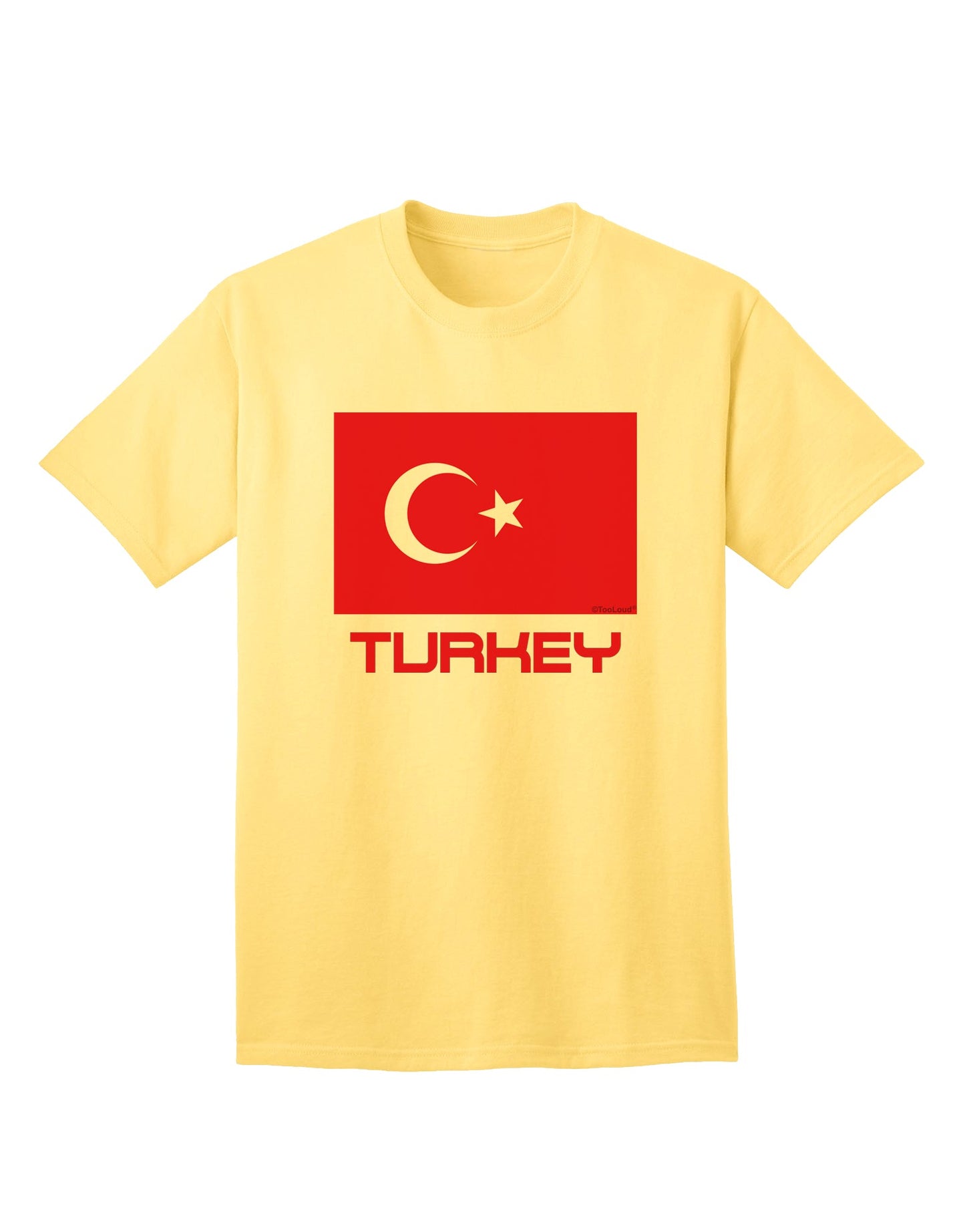 Premium Adult T-Shirt featuring the Turkey Flag and Text, exclusively by TooLoud-Mens T-shirts-TooLoud-Yellow-Small-Davson Sales
