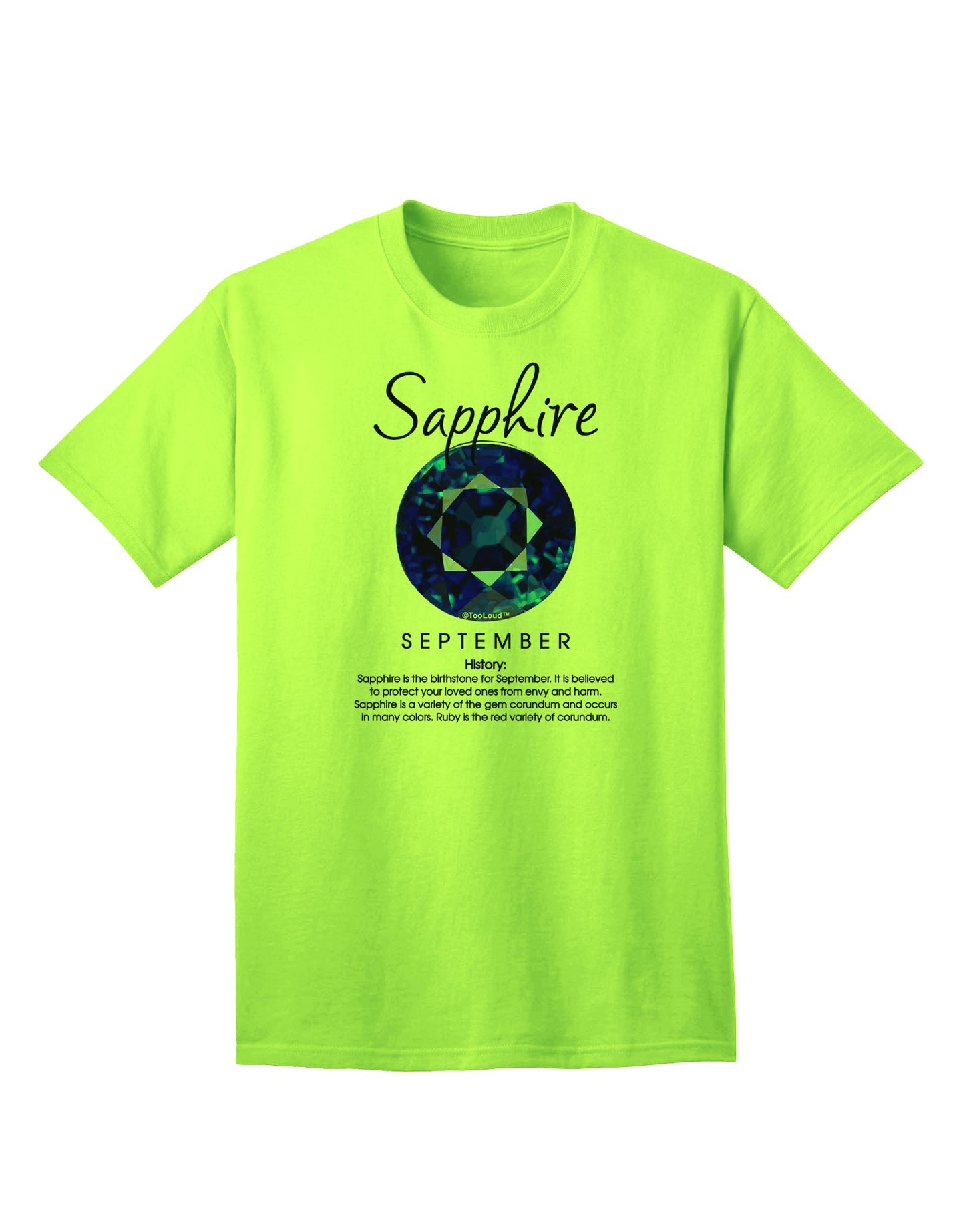Premium Birthstone Sapphire Adult T-Shirt - Elegance Meets Comfort-Mens T-shirts-TooLoud-Neon-Green-Small-Davson Sales