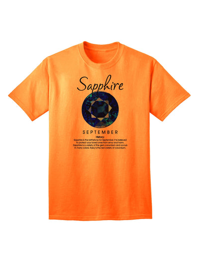 Premium Birthstone Sapphire Adult T-Shirt - Elegance Meets Comfort-Mens T-shirts-TooLoud-Neon-Orange-Small-Davson Sales