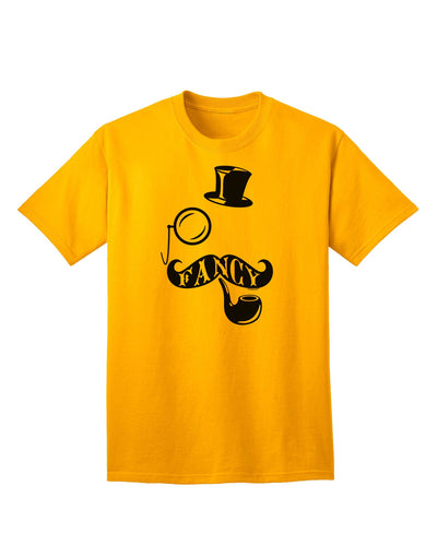 Premium Collection: Fancy Tophat, Mustache, Pipe, and Monocle - Adult T-Shirt for the Discerning Gentleman-Mens T-shirts-TooLoud-Gold-Small-Davson Sales