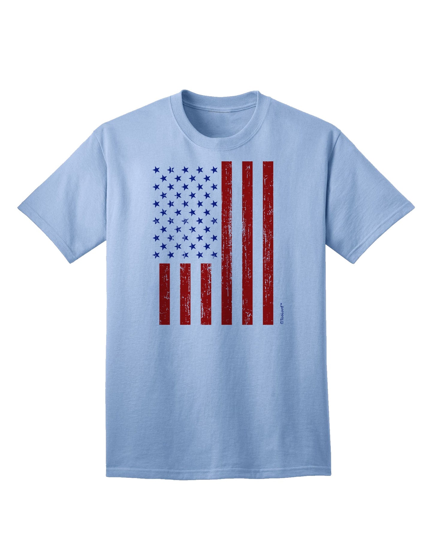 Premium Distressed Adult T-Shirt featuring Red and Blue Stamp Style American Flag by TooLoud-Mens T-shirts-TooLoud-Light-Blue-Small-Davson Sales
