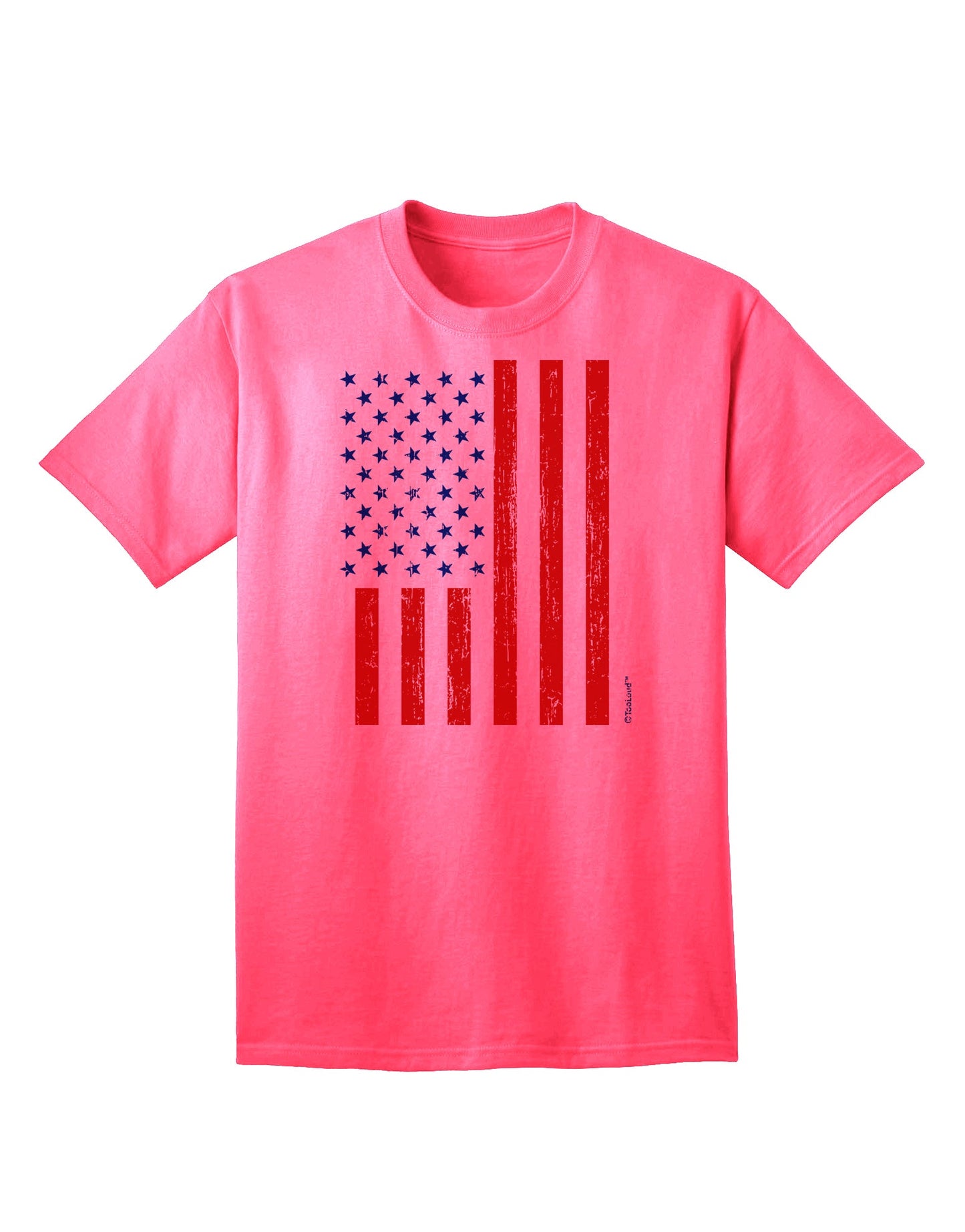 Premium Distressed Adult T-Shirt featuring Red and Blue Stamp Style American Flag by TooLoud-Mens T-shirts-TooLoud-Neon-Pink-Small-Davson Sales