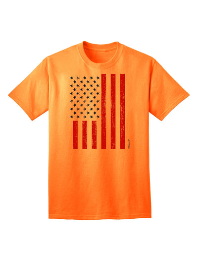 Premium Distressed Adult T-Shirt featuring Red and Blue Stamp Style American Flag by TooLoud-Mens T-shirts-TooLoud-Neon-Orange-Small-Davson Sales