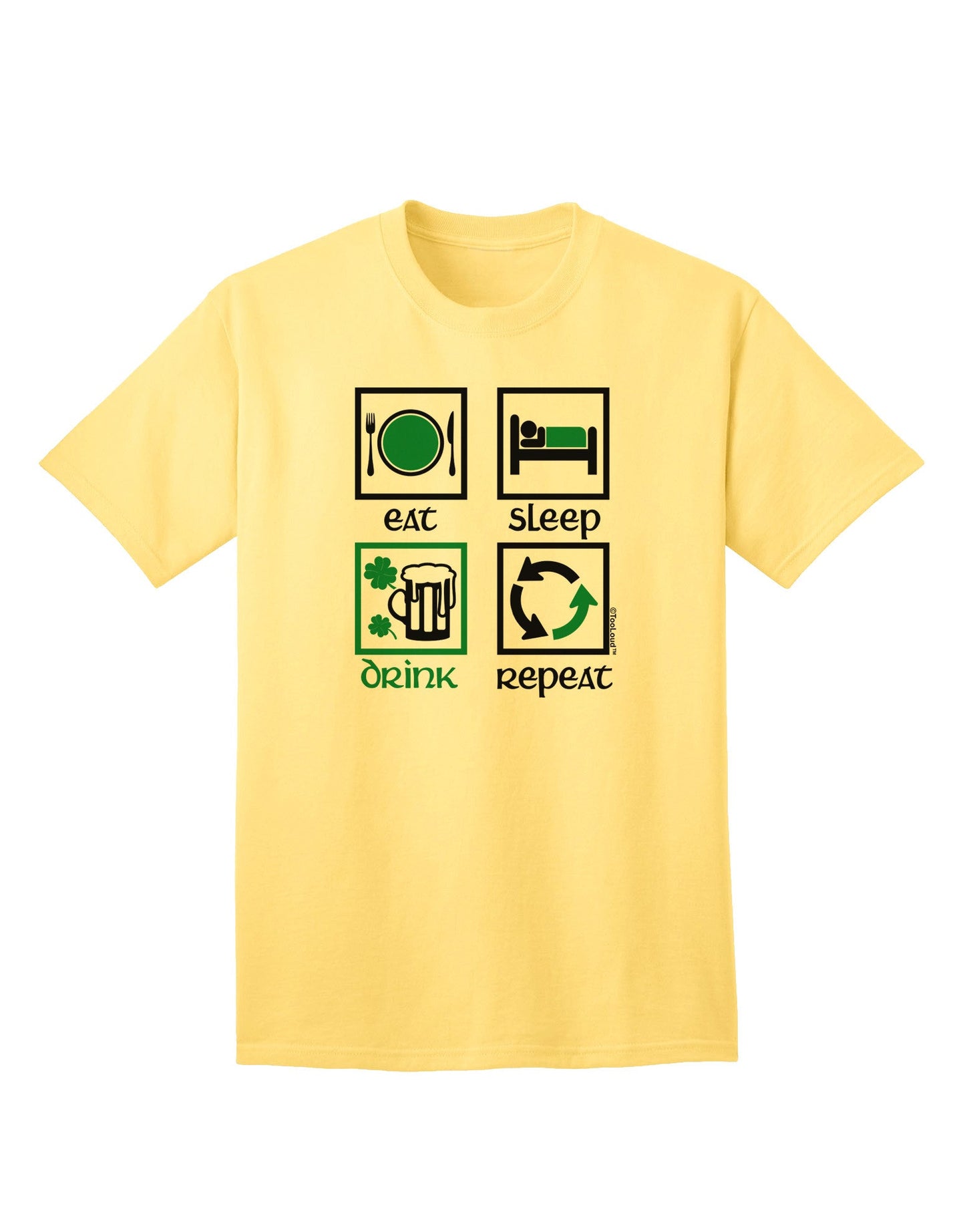 Premium 'Eat Sleep Drink Green Beer Repeat' Adult T-Shirt - Perfect for Casual Wear & Celebrations-Mens T-shirts-TooLoud-Yellow-Small-Davson Sales