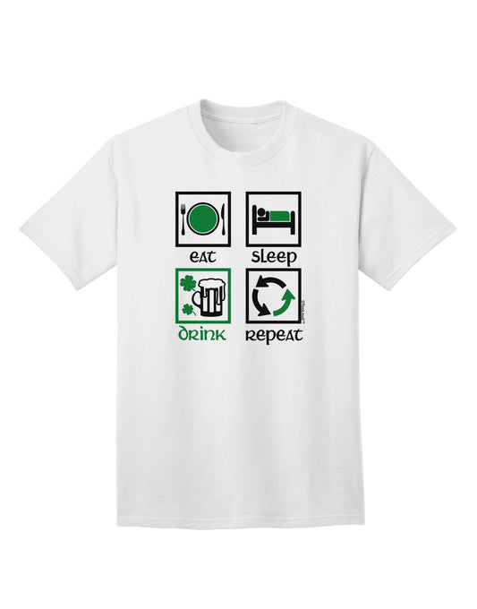 Premium 'Eat Sleep Drink Green Beer Repeat' Adult T-Shirt - Perfect for Casual Wear & Celebrations-Mens T-shirts-TooLoud-White-Small-Davson Sales