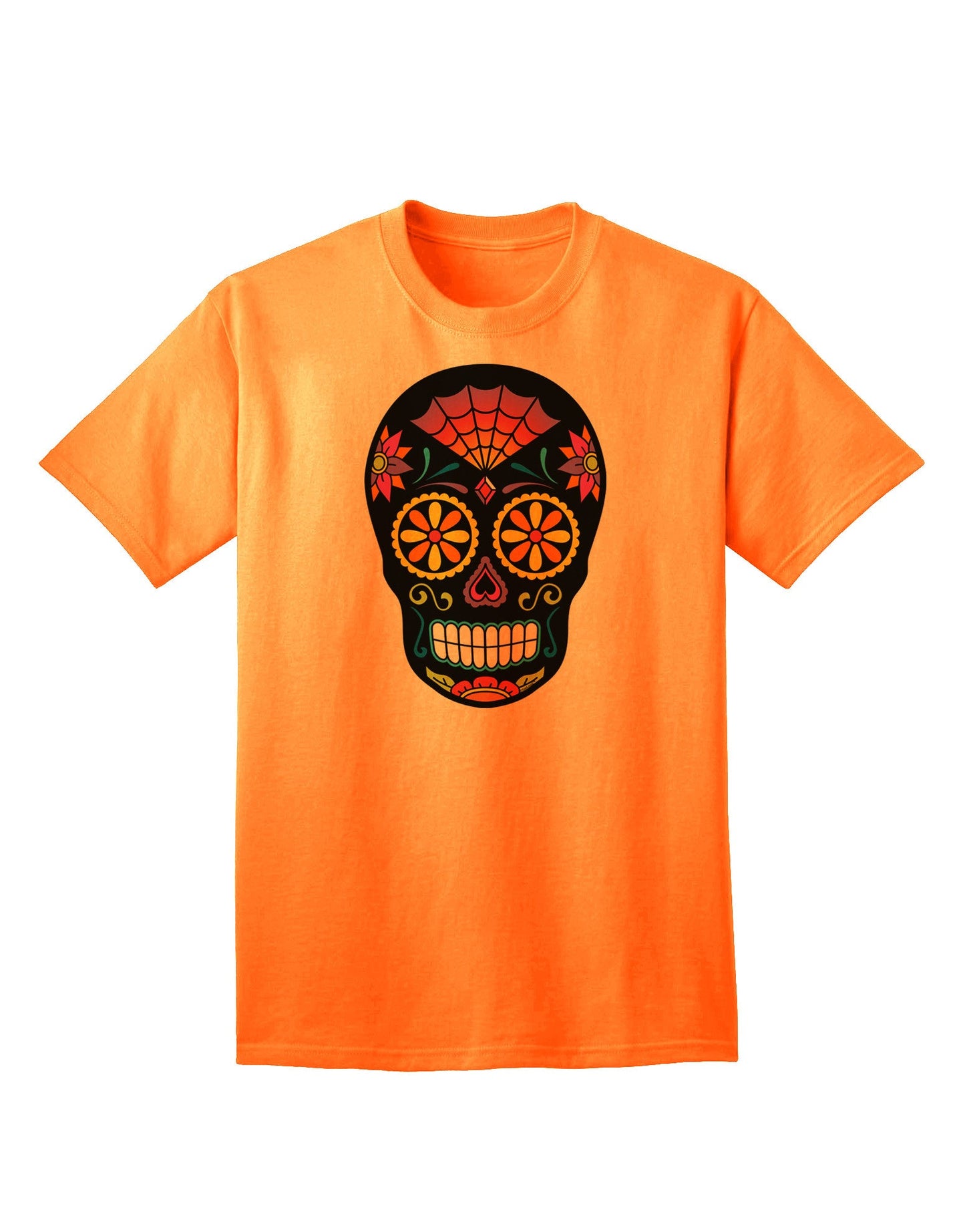 Premium Edition - Version 2 Black Day of the Dead Calavera Adult T-Shirt Collection-Mens T-shirts-TooLoud-Neon-Orange-Small-Davson Sales