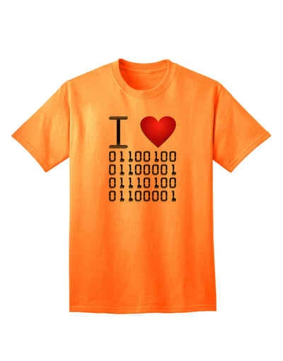 Premium I Heart Binary Data Adult T-Shirt - A Must-Have for Tech Enthusiasts-Mens T-shirts-TooLoud-Neon-Orange-Small-Davson Sales