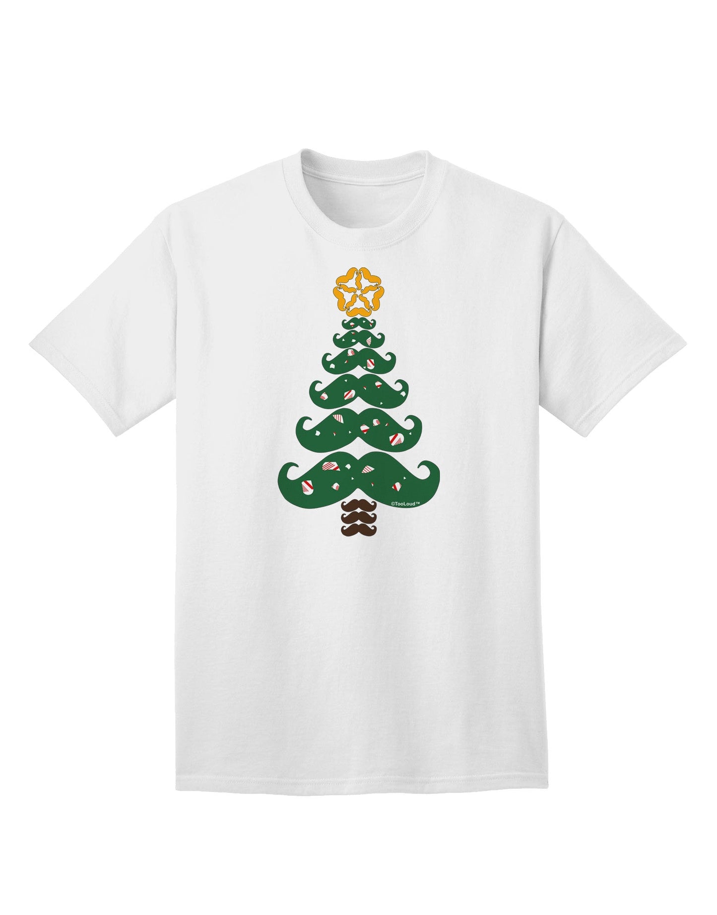 Premium Mustache Christmas Tree Adult T-Shirt - A Festive Essential for the Holiday Season-Mens T-shirts-TooLoud-White-Small-Davson Sales