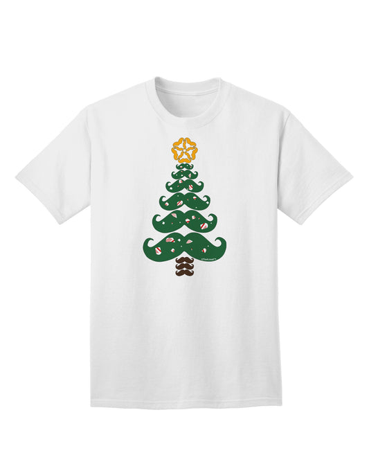 Premium Mustache Christmas Tree Adult T-Shirt - A Festive Essential for the Holiday Season-Mens T-shirts-TooLoud-White-Small-Davson Sales