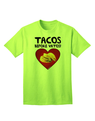 Premium Quality 'Tacos before Vatos' Adult T-Shirt - A Must-Have for Taco Lovers-Mens T-shirts-TooLoud-Neon-Green-Small-Davson Sales