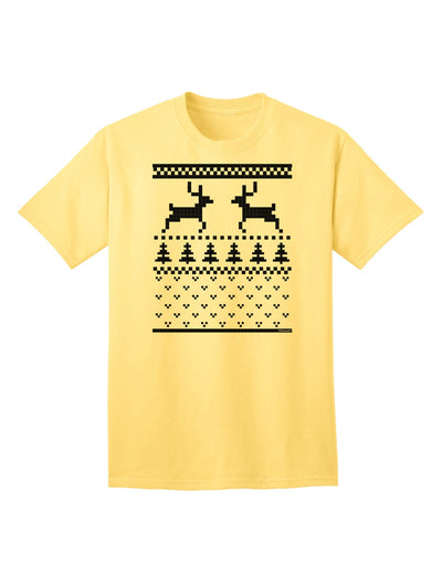 Premium Ugly Christmas Sweater Reindeer Pattern: Adult T-Shirt Collection-Mens T-shirts-TooLoud-Yellow-Small-Davson Sales