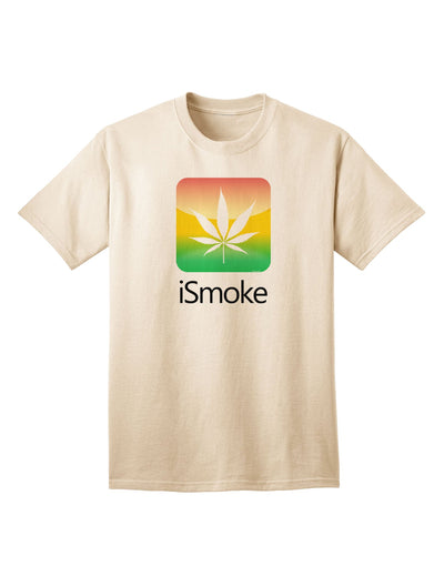 Premium iSmoke Logo Adult T-Shirt featuring a Distinctive Marijuana Leaf Design-Mens T-shirts-TooLoud-Natural-Small-Davson Sales