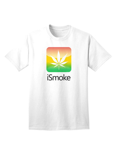 Premium iSmoke Logo Adult T-Shirt featuring a Distinctive Marijuana Leaf Design-Mens T-shirts-TooLoud-White-Small-Davson Sales