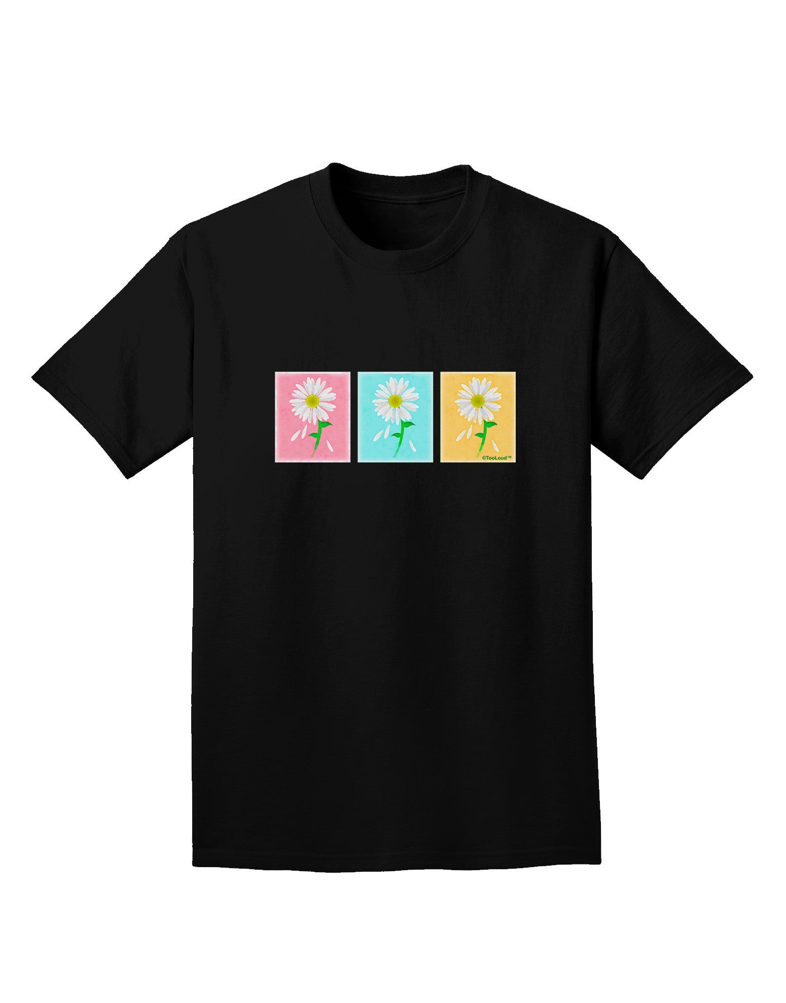 Pretty Daisies Watercolor Adult Dark T-Shirt-Mens T-Shirt-TooLoud-Black-Small-Davson Sales